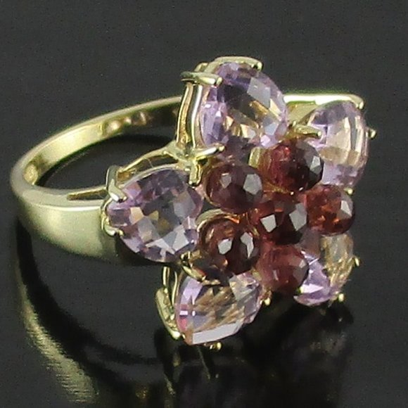 10K Lilac Quartz & Rhodolite 6.04ct Ring - Picture 8 of 11